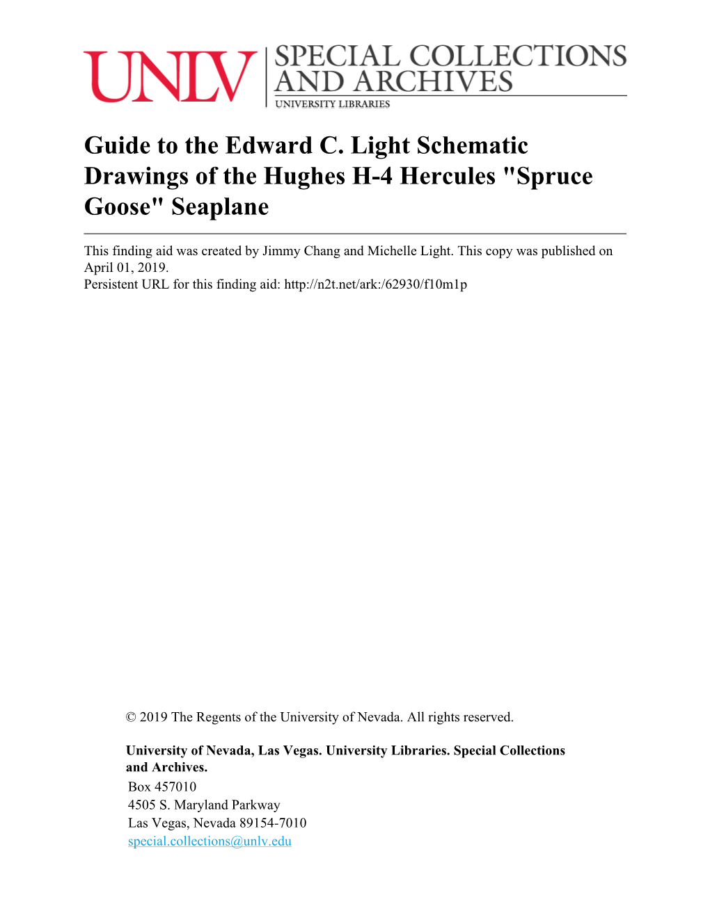 Edward C. Light Schematic Drawings of the Hughes H-4 Hercules 