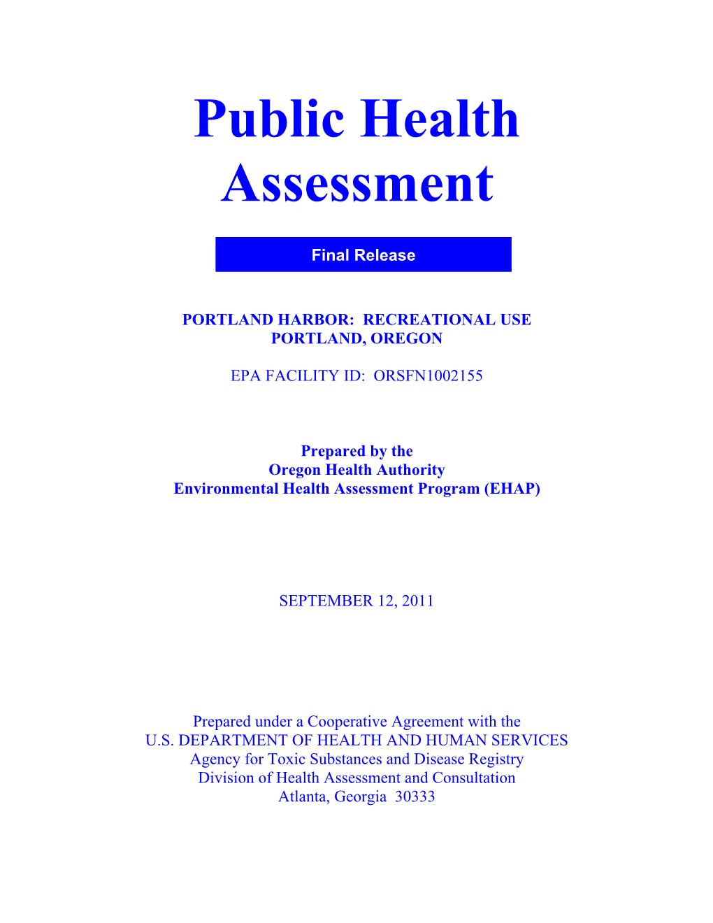 Public Health Assessment