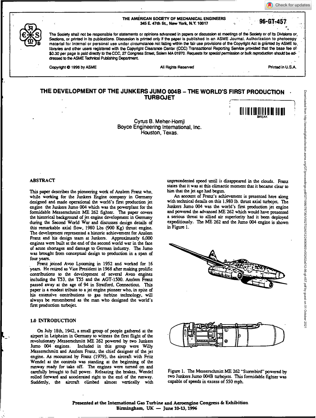 V002t02a012-96-Gt-457.Pdf by Guest on 01 October 2021 TURBOJET III III 11111Rl1 Y111111111 Cyrus B