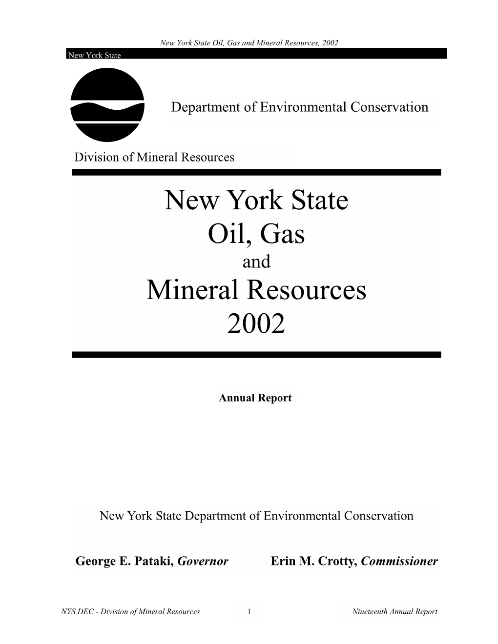 New York State Oil, Gas Mineral Resources 2002