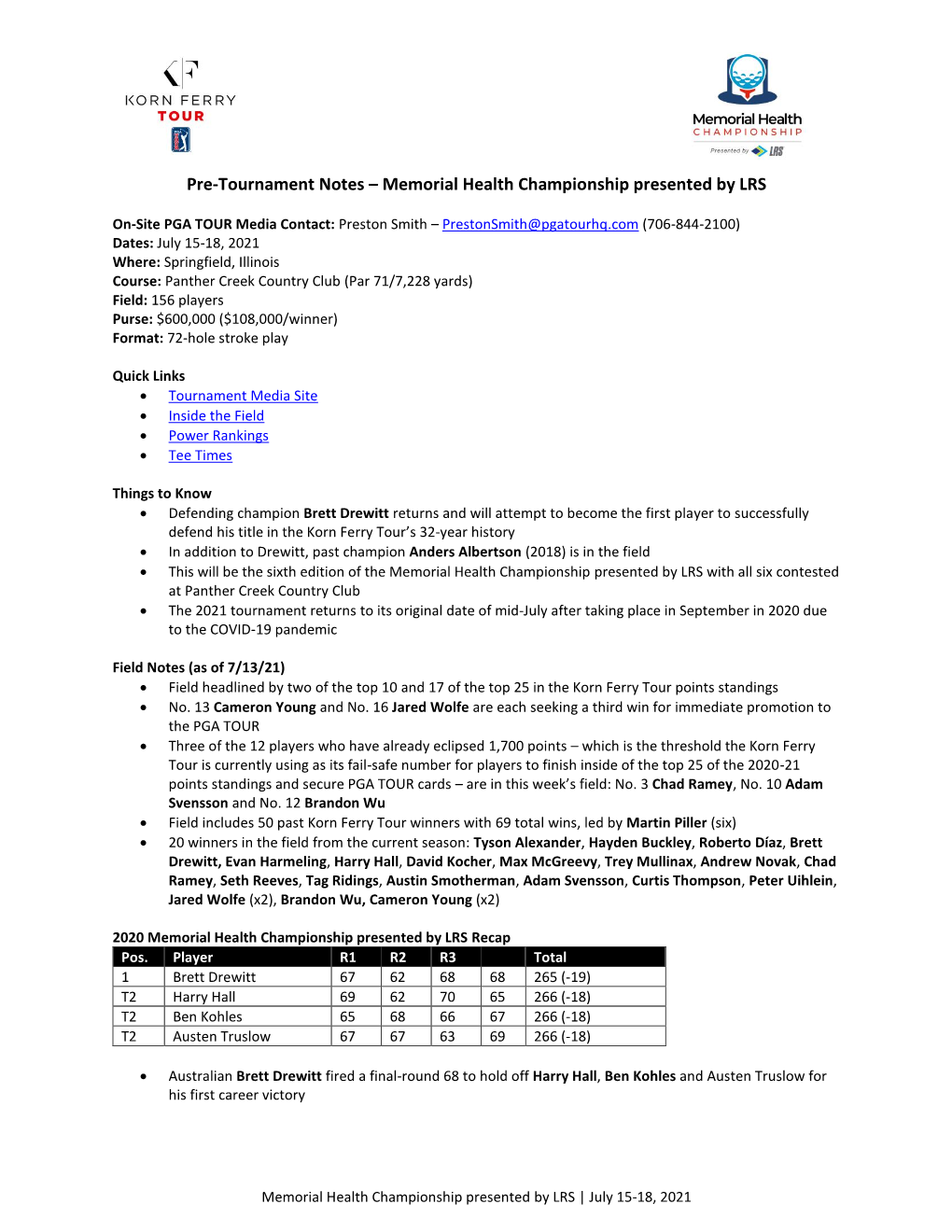 Memorial Health Championship Presented by LRS