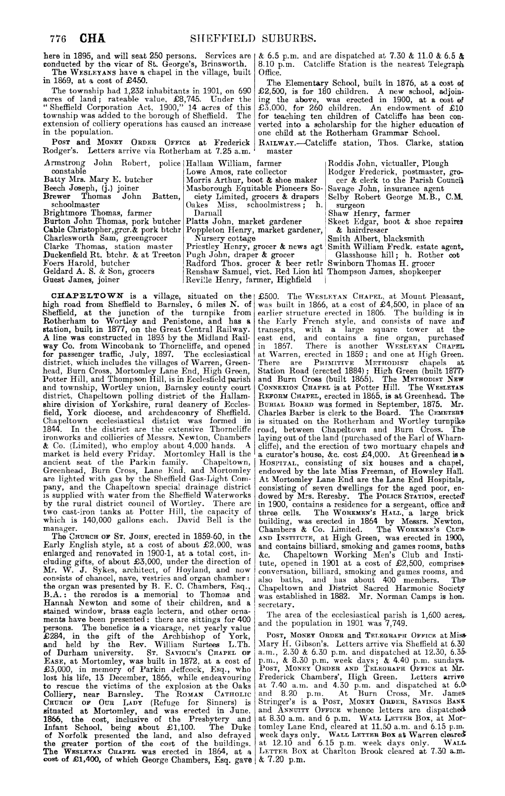 SHEFFIELD SUBURBS. Here in 1895, and Will Seat 250 Persons