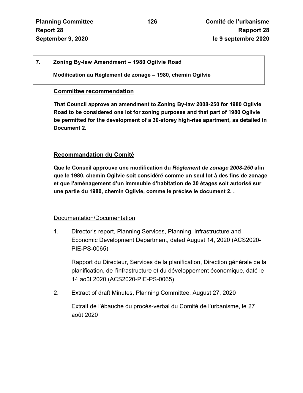 Planning Committee Report 28 September 9, 2020 126