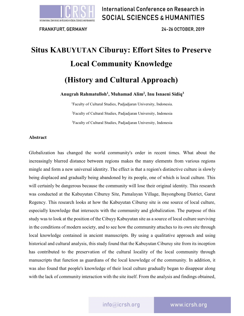 Situs KABUYUTAN Ciburuy: Effort Sites to Preserve Local Community Knowledge