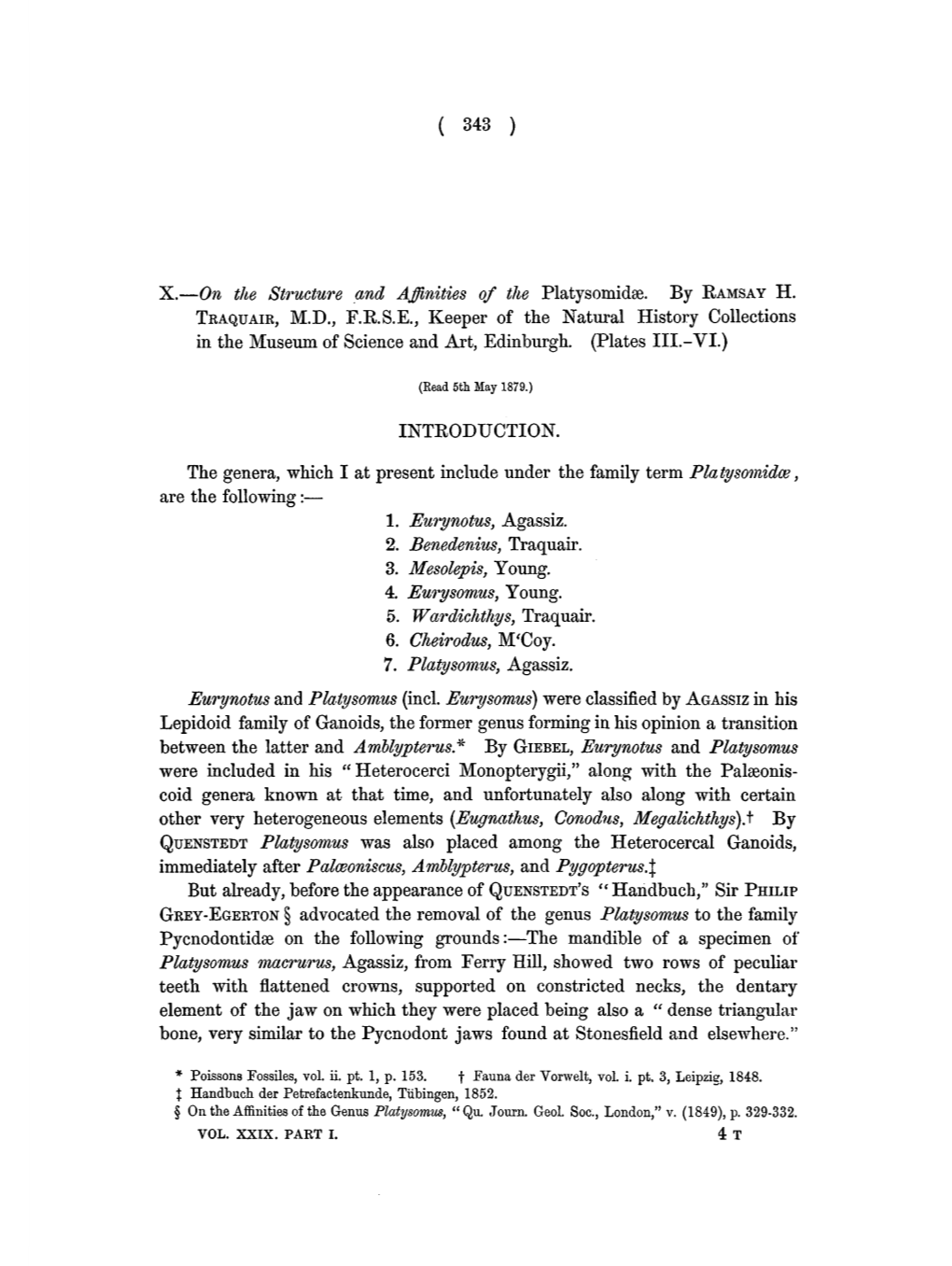 X.—On the Structure and Affinities of the Platysomidse