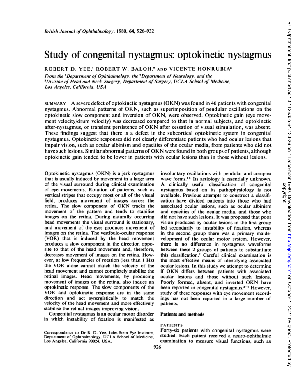 Optokinetic Nystagmus