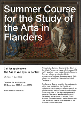 Call for Applications the Age of Van Eyck in Context