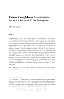 The Anti-Confucian Discourse in Shin Yun-Bok’S Painting Language