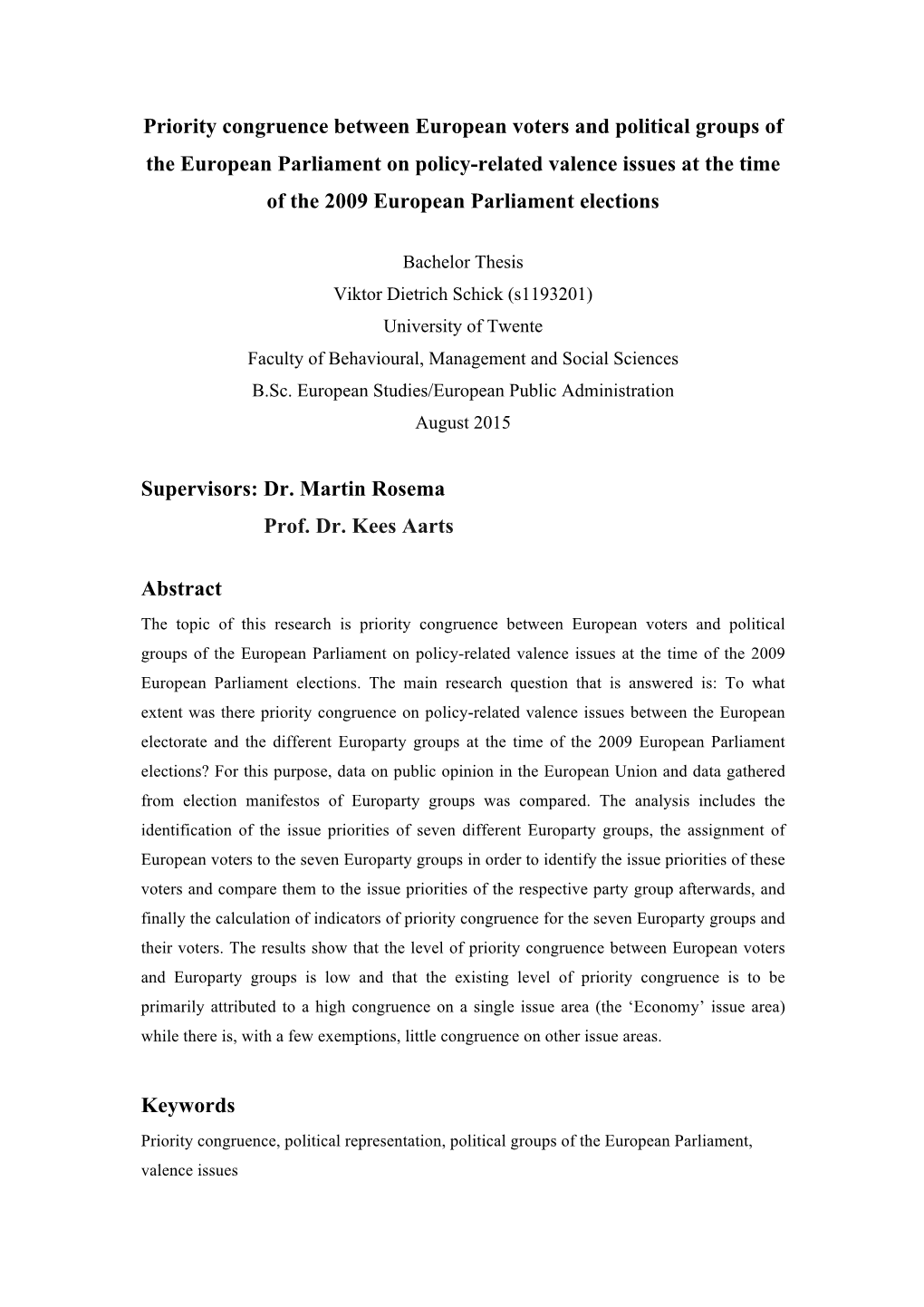 Priority Congruence Between European Voters and Political