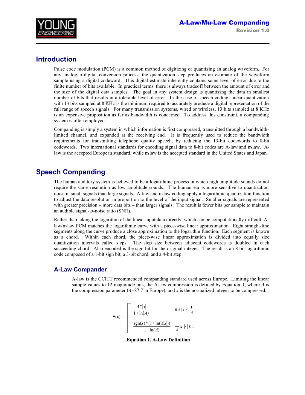 A-Law and Mu-Law Companding