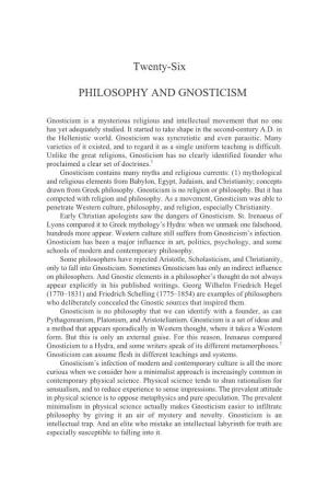 Twenty-Six PHILOSOPHY and GNOSTICISM