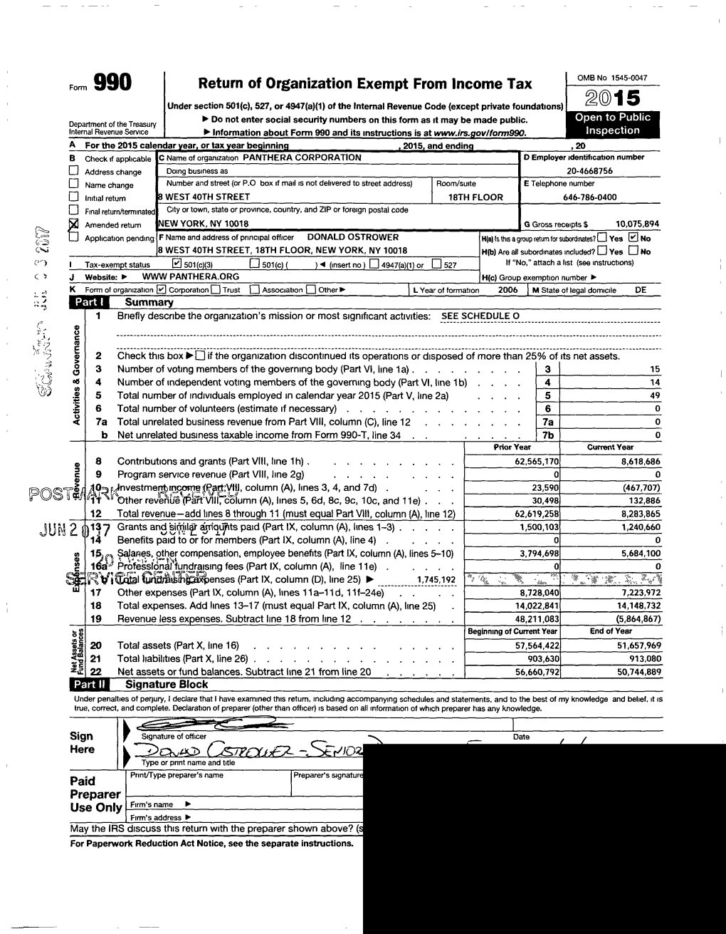 Return of Organization Exem T from Income Tax P