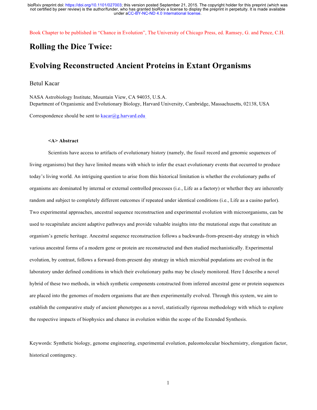 Evolving Reconstructed Ancient Proteins in Extant Organisms