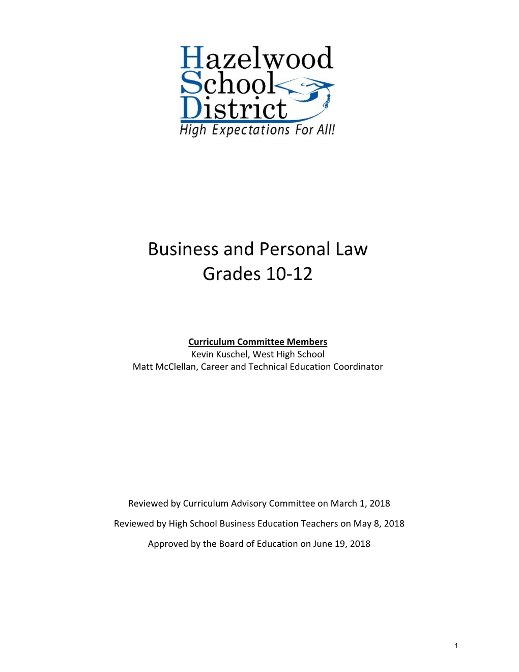 Business and Personal Law Grades 10-12