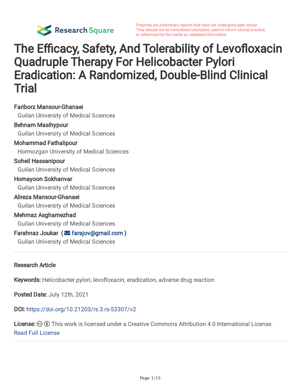 The E Cacy, Safety, and Tolerability of Levo Oxacin