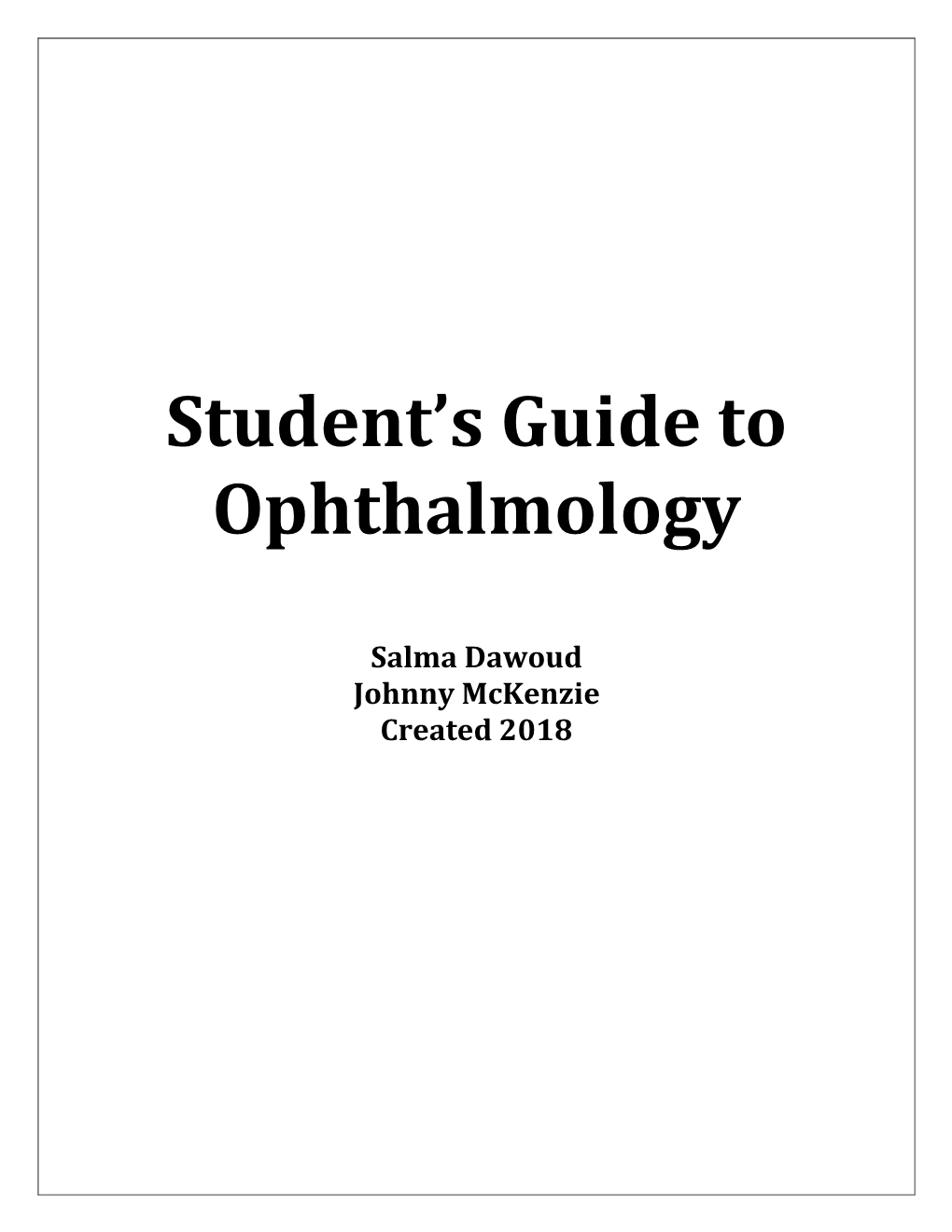 Student's Guide to Ophthalmology