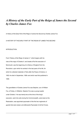 A History of the Early Part of the Reign of James the Second by Charles James Fox