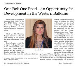 One Belt One Road—An Opportunity for Development in the Western Balkans