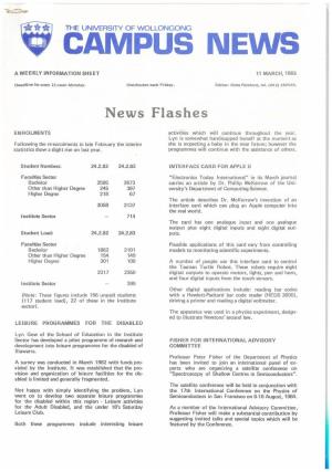 University of Wollongong Campus News 11 March 1983