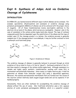 Expt 4: Synthesis of Adipic Acid Via Oxidative Cleavage of Cyclohexene