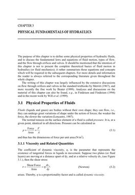 3.1 Physical Properties of Fluids PHYSICAL FUNDAMENTALS OF