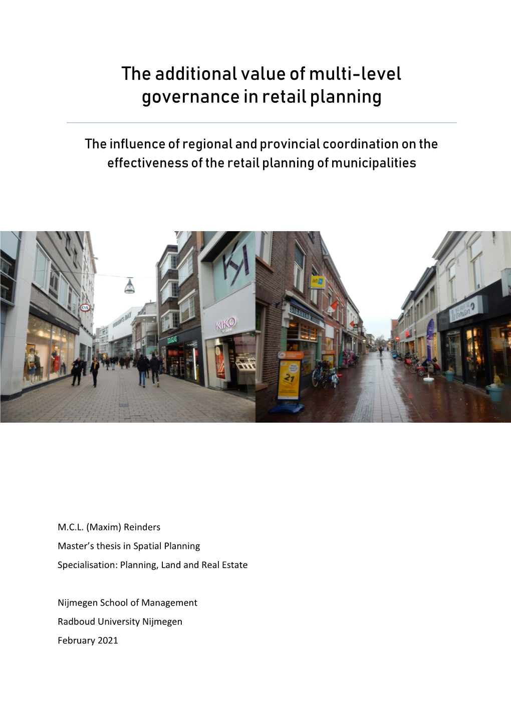 The Additional Value of Multi-Level Governance in Retail Planning