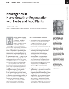 Neurogenesis: Nerve Growth Or Regeneration with Herbs and Food Plants