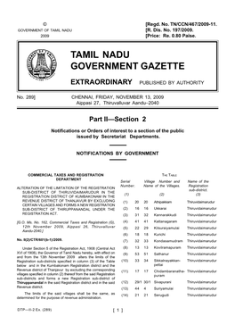 289] CHENNAI, FRIDAY, NOVEMBER 13, 2009 Aippasi 27, Thiruvalluvar Aandu–2040