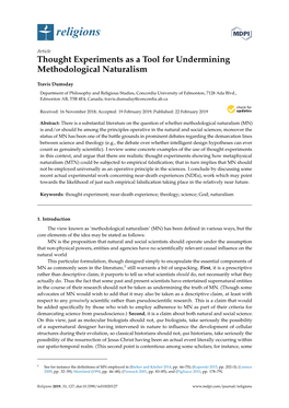 Thought Experiments As a Tool for Undermining Methodological Naturalism