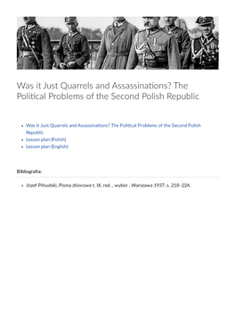The Poli Cal Problems of the Second Polish Republic