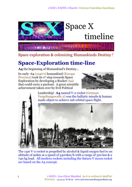 Humankinds Destiny ! Space-Exploration Time-Line A4 the Beginning of Humankind’S Destiny