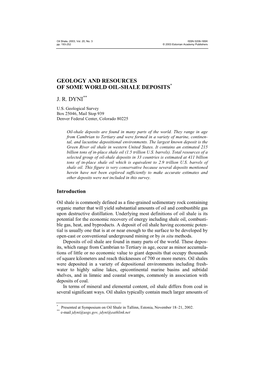 Geology and Resources of Some World Oil Shale Deposits 195 of the World