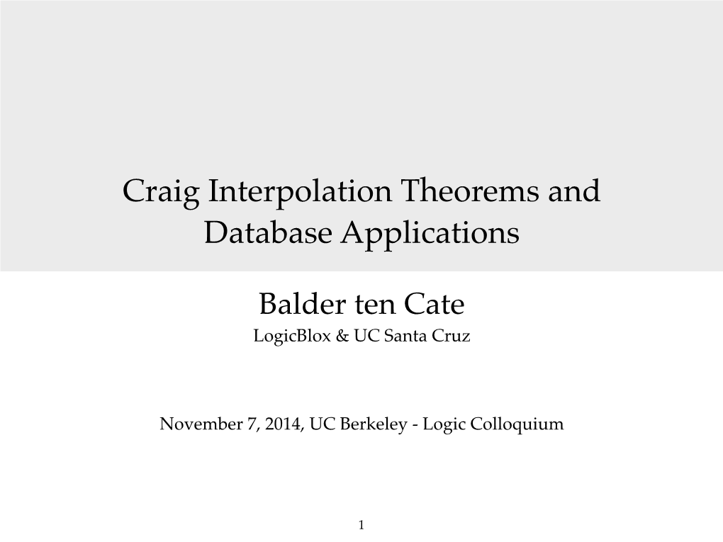 Craig Interpolation Theorems and Database Applications