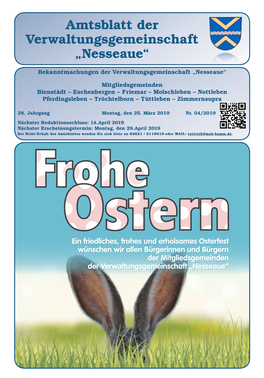 Amtsblatt Der Verwaltungsgemeinschaft „Nesseaue“