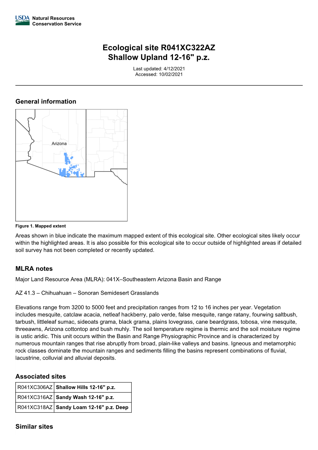 Ecological Site R041XC322AZ Shallow Upland 12-16" P.Z