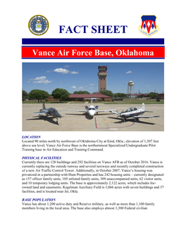 Vance Air Force Base Fact Sheet