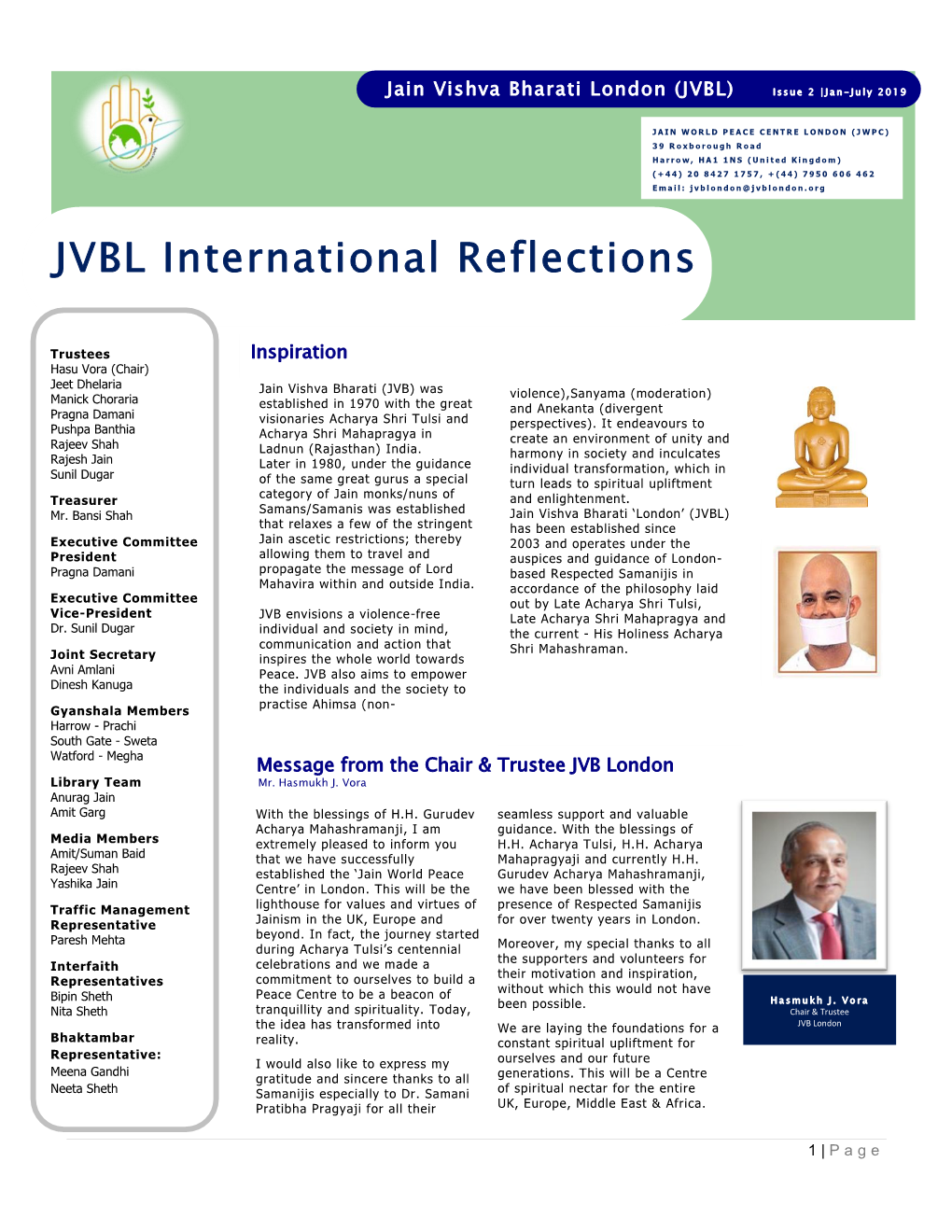 Jain World Peace Centre JVB (London) News Letter Jan-June