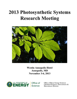 2013 Photosynthetic Systems Research Meeting