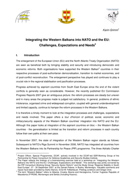 Integrating the Western Balkans Into NATO and the EU: Challenges, Expectations and Needs 2