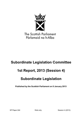 Subordinate Legislation Committee 1St Report