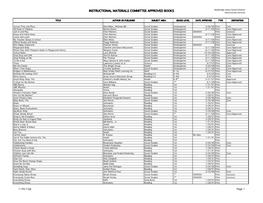 INSTRUCTIONAL MATERIALS COMMITTEE APPROVED BOOKS Bainbridge Island School District Instructional Services