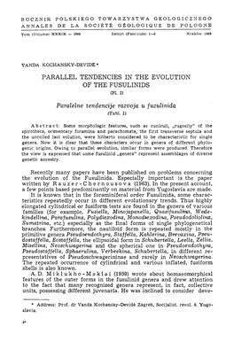 PARALLEL TENDENCIES in the EVOLUTION of the FUSULINIDS (Pi
