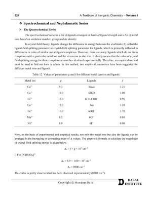 Spectrochemical and Nephelauxetic Series