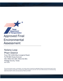 Approved Final Environmental Assessment