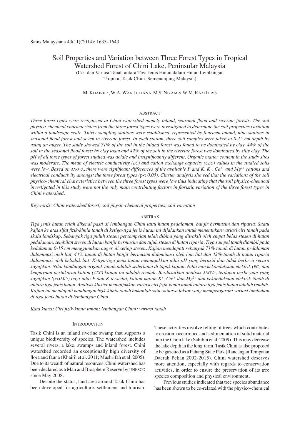 Soil Properties and Variation Between Three Forest Types in Tropical