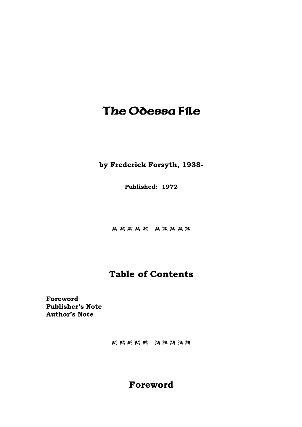 The Odessa File