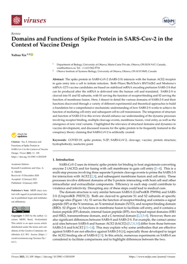 Domains and Functions of Spike Protein in SARS-Cov-2 in the Context of Vaccine Design