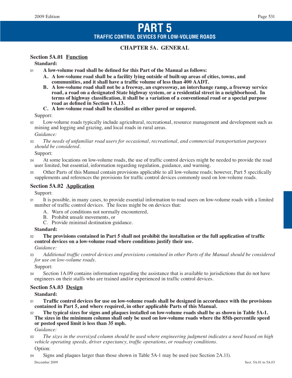 Part 5 Traffic Control Devices for Low-Volume Roads