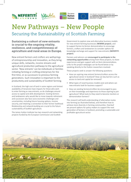 New Pathways – New People Securing the Sustainability of Scottish Farming