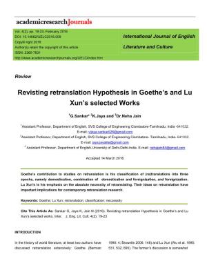 Revisting Retranslation Hypothesis in Goethe's and Lu Xun's Selected
